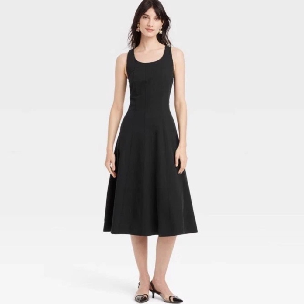 NWT A New Day Women's Corset Midi A-Line Elegant Dress Black Size 2